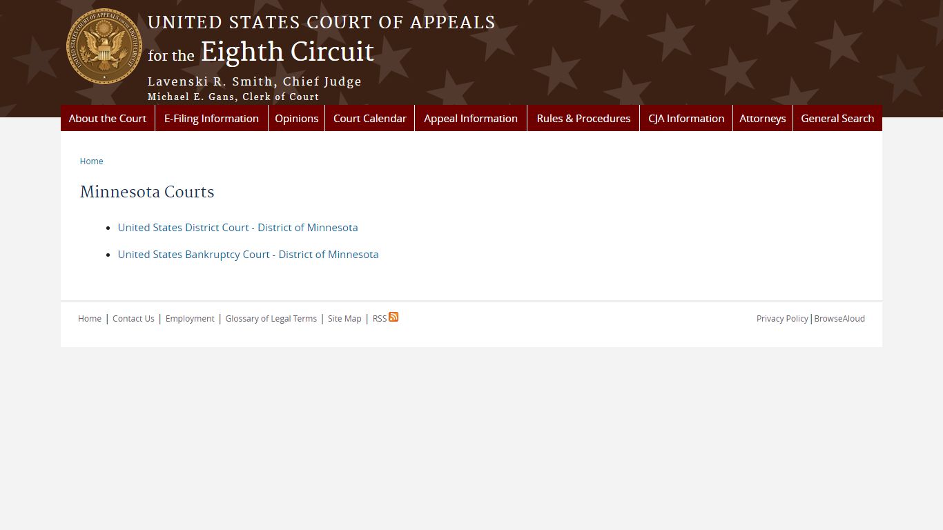 Minnesota Courts | Eighth Circuit | United States Court of Appeals